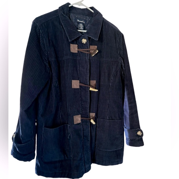 Denim and Co Navy Blue Mid Thigh Corduroy Winter Jacket Coat Women Size Large - Picture 9 of 12